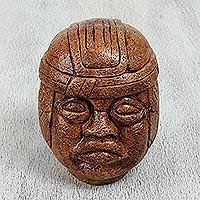Ceramic figurine Olmec Head Mexico