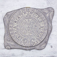 Ceramic wall plaque Aztec Sun Stone Mexico
