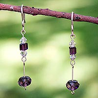 Sterling silver dangle earrings, 'Grape Light' - Sterling silver dangle earrings