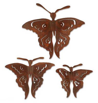 Handmade Steel Wall Sculptures Mexico (Set of 3)