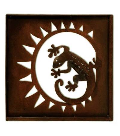 Handmade Steel Lizard Wall Art Sculpture