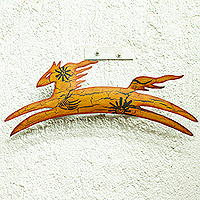 Iron wall adornment, 'Cave Art Pony' - Unique Animal Themed Steel Horse Wall Art Mexican Handmade