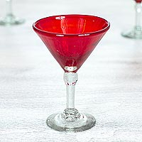 Martini glasses Ruby Red set of 6 Mexico