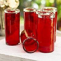 Blown glass drinking glasses Ruby set of 6 Mexico