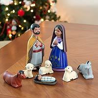 Ceramic nativity scene,