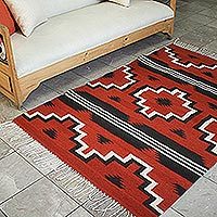 Zapotec wool rug,