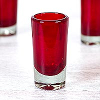 Shot glasses Ruby Red set of 6 Mexico