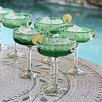 Margarita glasses Lime Twist set of 6 Mexico