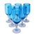 Blown glass goblets, 'Aquamarine' (set of 6) - Handblown Glass Recycled Water Drinkware (Set of 6) (image 2a) thumbail