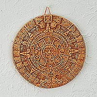 Ceramic plaque Aztec Calendar in Tan Mexico
