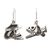 Sterling silver dangle earrings, 'Skull and Fish' - Unique Women's Sterling Silver Dangle Sea Life Earrings thumbail