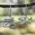 Sterling silver dangle earrings, 'Shiny Fish and Skull' - Day of the Dead Sterling Silver Dangle Earrings (image 2) thumbail