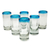 Blown glass shot glasses, 'Aquamarine' (set of 6) - Hand Blown Mexican Tequila Shot Glasses Clear Set of 6 thumbail