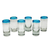 Blown glass shot glasses, 'Aquamarine' (set of 6) - Hand Blown Mexican Tequila Shot Glasses Clear Set of 6 (image 2b) thumbail