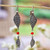Sterling silver dangle earrings, 'Leaves and Berries' - Handmade Sterling Silver Glass Bead Earrings (image 2) thumbail