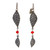 Sterling silver dangle earrings, 'Leaves and Berries' - Handmade Sterling Silver Glass Bead Earrings thumbail