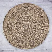 Ceramic plaque, 'Aztec Sunstone' - Mexico Collectible Archaeological Ceramic Calendar