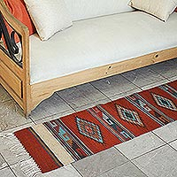 Zapotec wool table runner Fiery Sky Mexico