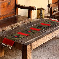 Zapotec wool table runner Ancestors Paths 1x5 Mexico