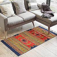 Zapotec wool rug Summer Forest 2.5x5 Mexico