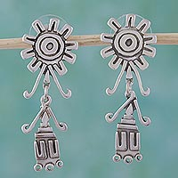 Sterling silver dangle earrings Windmills Mexico