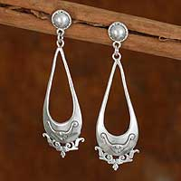 Sterling silver drop earrings Teardrop Rose Mexico
