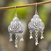 Sterling silver chandelier earrings Many Moons Mexico