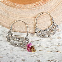 Sterling silver hoop earrings, 'Dancing River' - Silver Hoop Earrings Handmade in Mexico