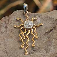 Gold plated pendant Mexican Sun Mexico