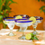 Margarita glasses, 'Happy Hour' (set of 4) - Margaritas Handblown Glass Blue Cocktail Drinkware Set of 4 (image 2) thumbail