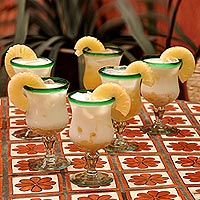 Pina colada glasses Caribbean set of 6 Mexico