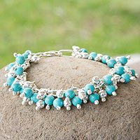 Sterling silver beaded bracelet,