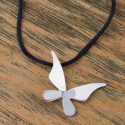 Sterling silver pendant necklace, 'Silver Monarch' - Artisan Crafted Mexican Sterling Silver Pendant Necklace