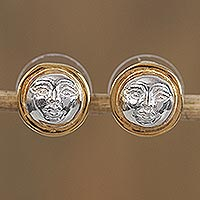Gold plated button earrings Radiant Moon Mexico