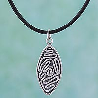 Leather pendant necklace Life s Labyrinths Mexico