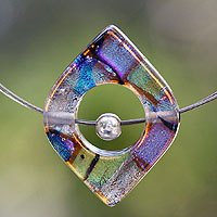 Dichroic art glass pendant necklace,