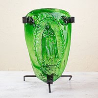 Blown glass candleholder,