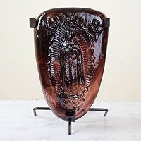Blown glass candleholder,