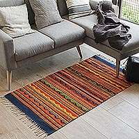 Zapotec wool rug, 'Waves of Dawn' (2.5x5) - Multicolored Zapotec Wool Rug