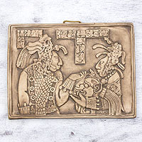 Ceramic wall plaque Maya Ruler and Wife Mexico