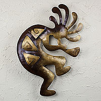 Iron wall adornment Kokopelli Peace large Mexico