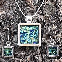 Dichroic art glass jewelry set,