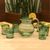 Drinking glasses, 'Emerald Spiral' (set of 6) - Handcrafted Handblown Glass Recycled Striped Water Drinkware thumbail