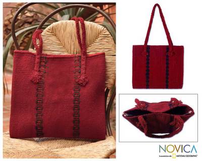 Wool handbag, Zapotec Red