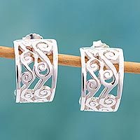 Sterling silver half hoop earrings,