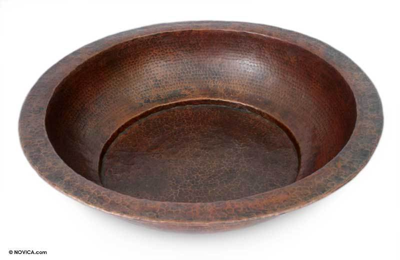 Hand Made Mexican Copper Centerpiece Bowl Illusions NOVICA