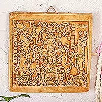 Ceramic plaque Maya Foliated Cross Mexico