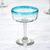 Margarita glasses, 'Aquamarine' (set of 6) - Set of 6 Handcrafted Handblown Glass Margarita Drinkware thumbail