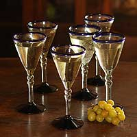 Wine glasses Double Bubble set of 6 Mexico