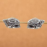 Sterling silver button earrings,